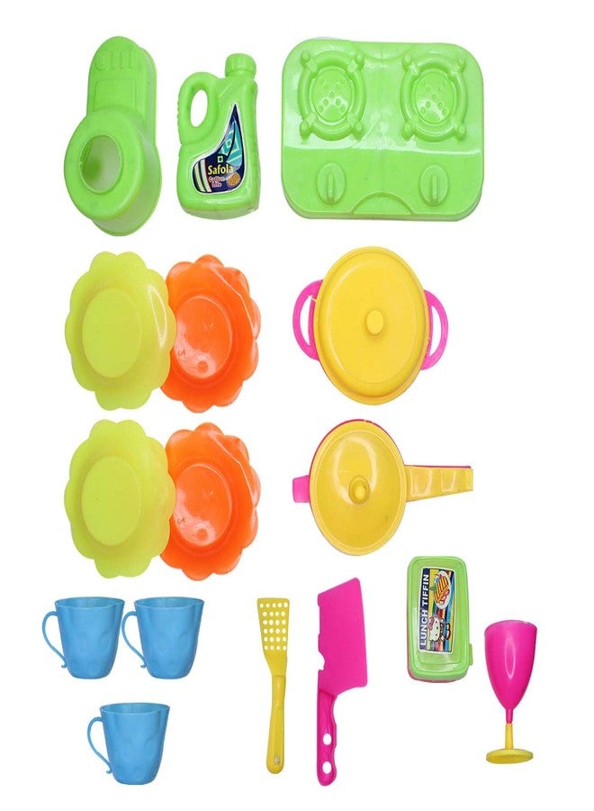 AASA 16 Pcs Portable Cooking Kitchen Play Set Food Party Toy for Girls Multicolor Pack of 1 - Image 1